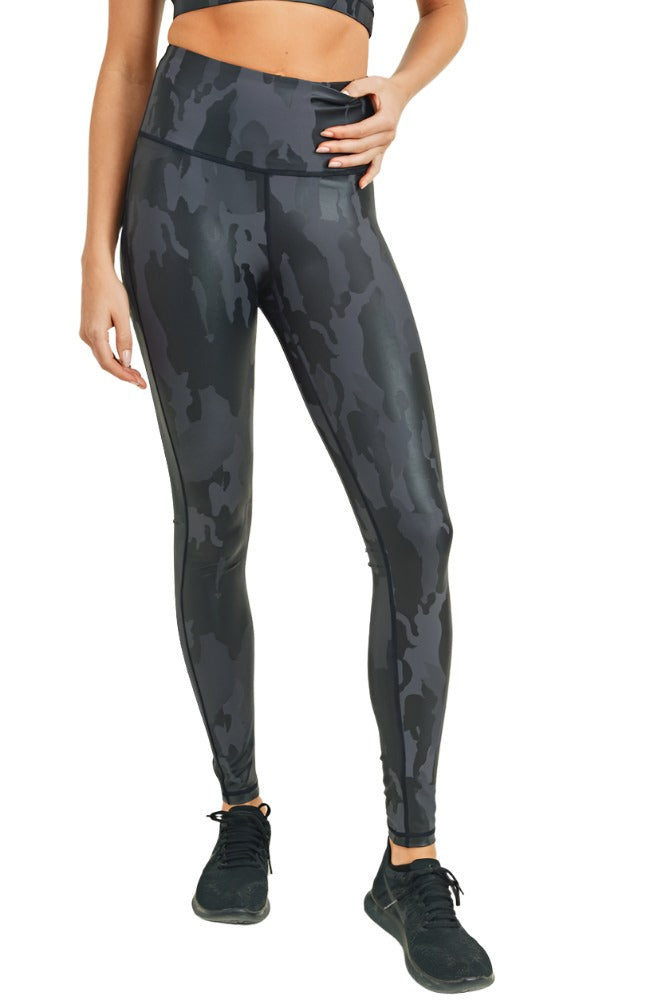 Mono B Camo Foil Print Legging APH2729 - front alt view