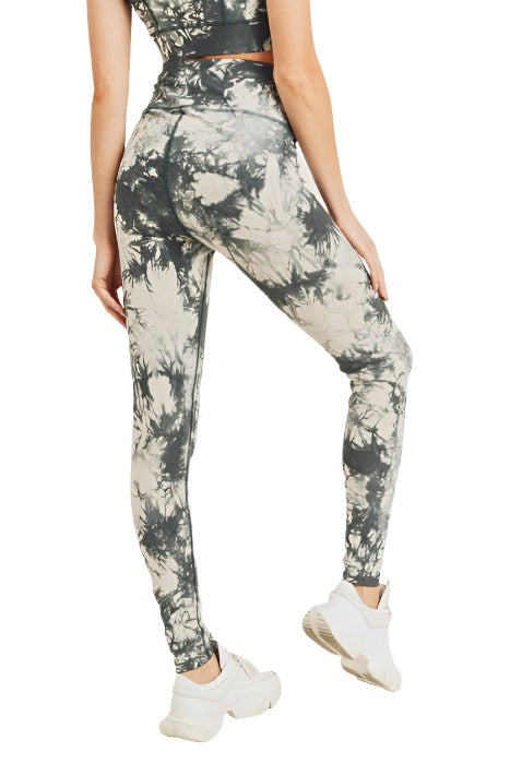 Mono B Tie Dye High Waist Legging Nude/Kale APH2789 - rear  view