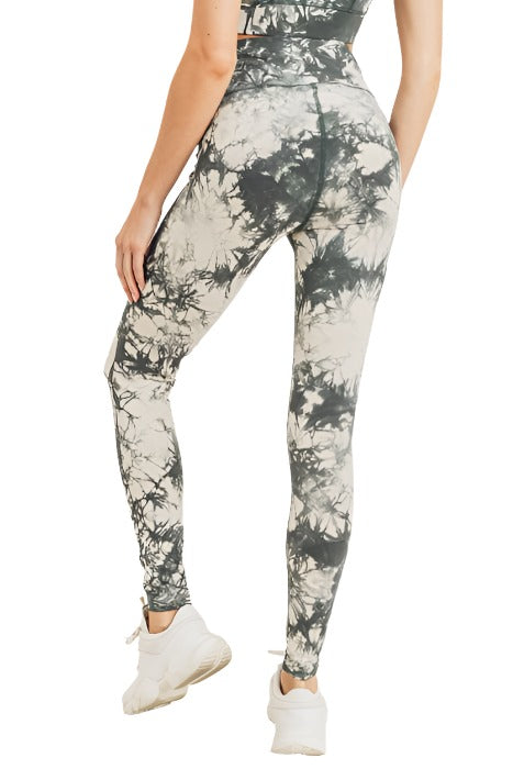 Mono B Tie Dye High Waist Legging Nude/Kale APH2789 - rear alt  view