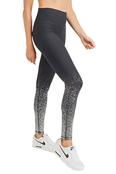 Mono B Silver Raindrop Highwaist Legging APH2792 - Black/Silver Shimmer  - side view
