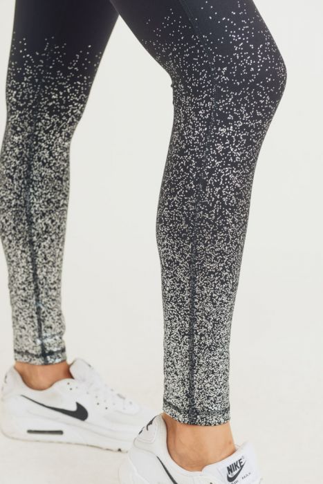 Mono B Silver Raindrop Highwaist Legging APH2792 - Black/Silver Shimmer  - close view