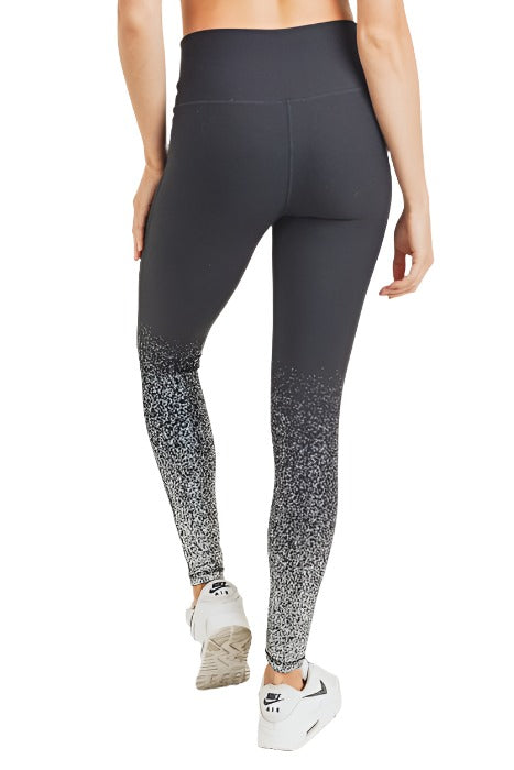Mono B Silver Raindrop Highwaist Legging APH2792 - Black/Silver Shimmer  - rear view
