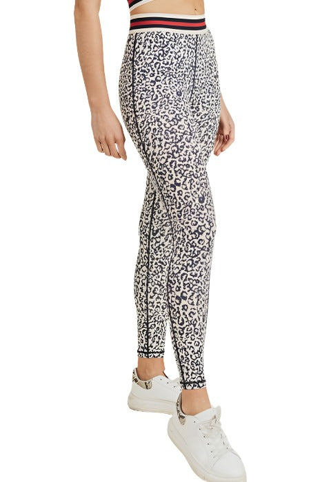 Snow Leopard Striped Band Highwaist Leggings APH2820 - side view