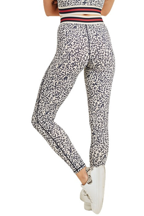 Snow Leopard Striped Band Highwaist Leggings APH2820 - rear alt view