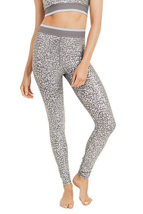 Mono B Silver Foil Leopard Legging APH2883 - front view