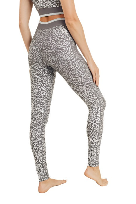 Mono B Silver Foil Leopard Legging APH2883 - rear view