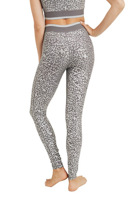 Mono B Silver Foil Leopard Legging APH2883 - rear alt view