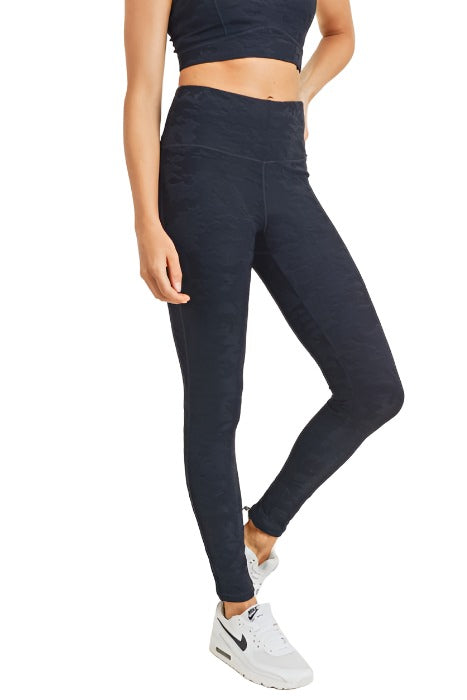 Mono B Camo Jacquard TACTEL® Leggings APH8032 - Black - front alt view