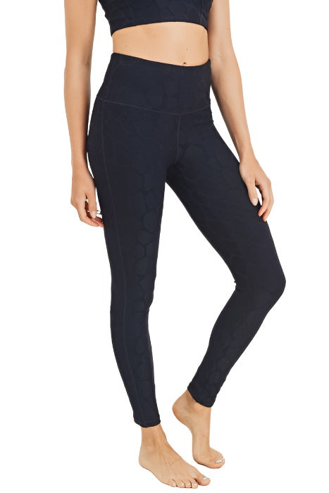 Mono B 3D Giraffe Jacquard Highwaist Leggings APH8038 - Black - front view