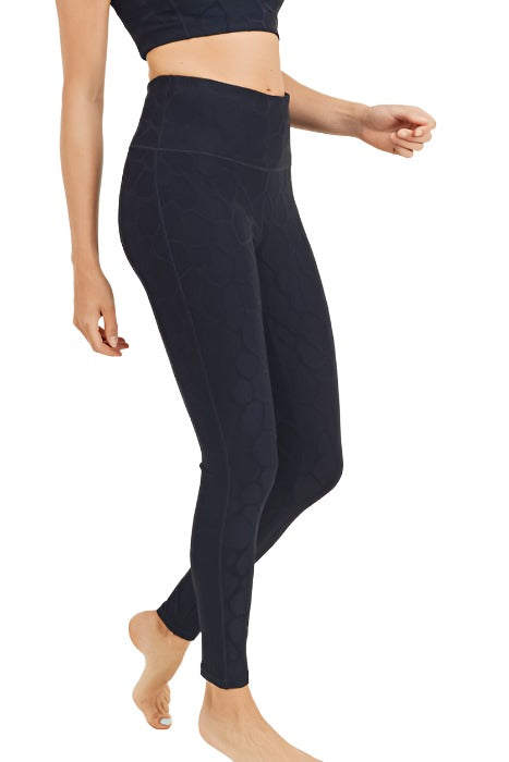 Mono B 3D Giraffe Jacquard Highwaist Leggings APH8038 - Black - side view