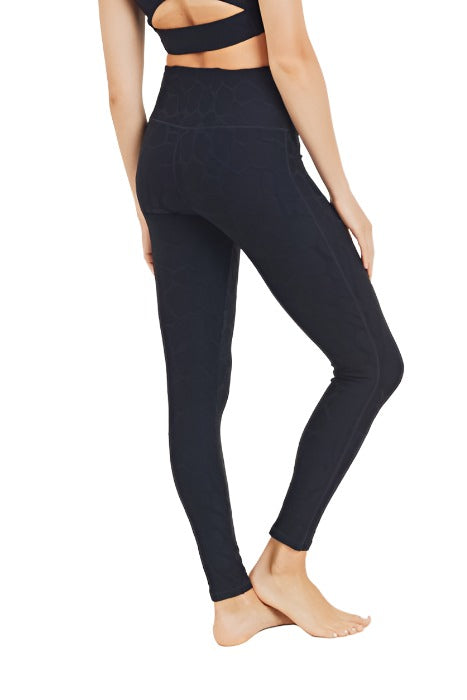 Mono B 3D Giraffe Jacquard Highwaist Leggings APH8038 - Black - rear view