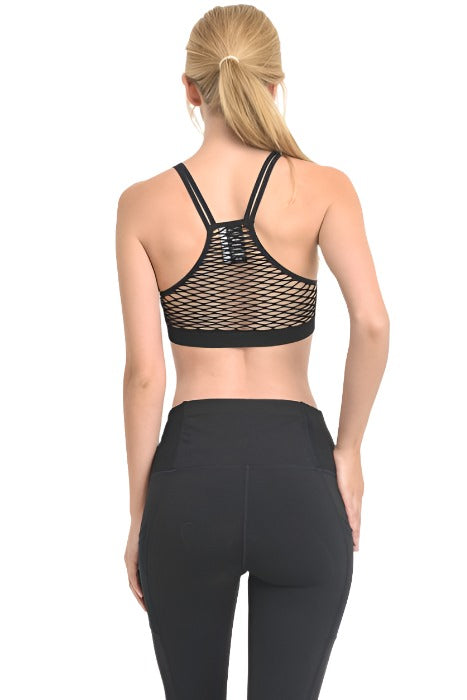 Mono B Seamless Open Back Top AT1961 - Black - rear view