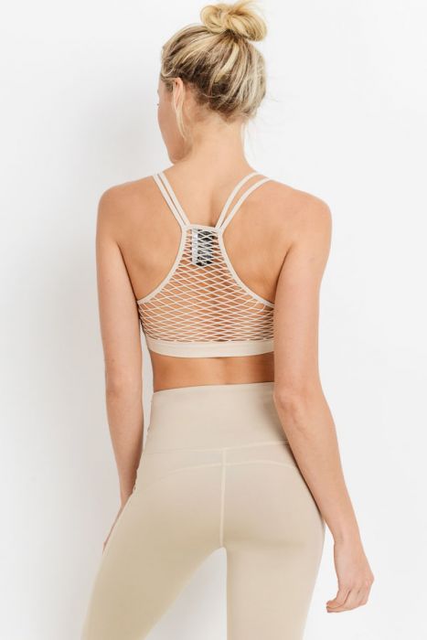 Mono B Seamless Open Back Top AT1961 - Nude - rear view