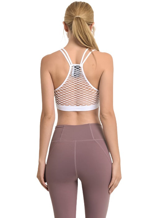 Mono B Seamless Open Back Top AT1961 - White - rear view