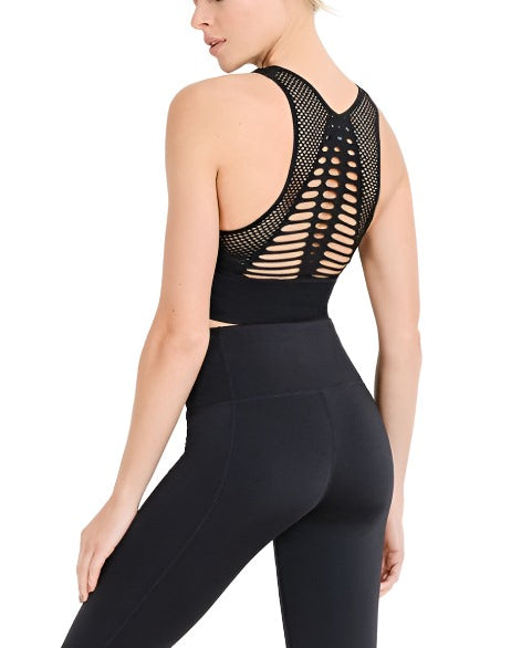 Mono B Laser Cut Sports Bra AT2249 - Black - rear view