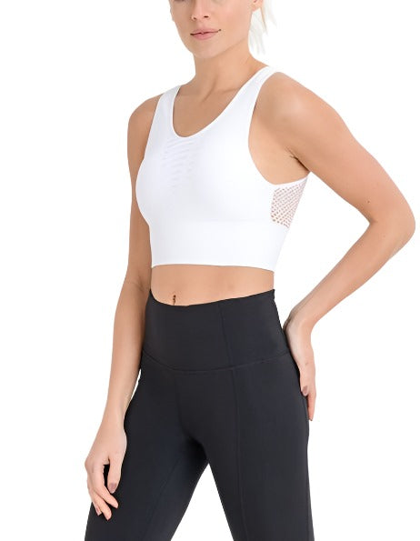Mono B Laser Cut Sports Bra AT2249 - white - front view