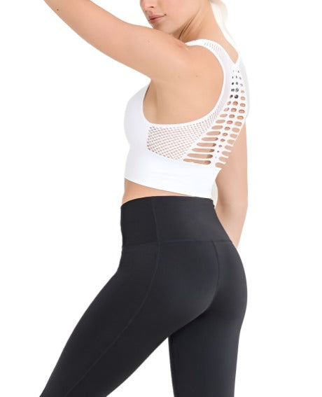 Mono B Laser Cut Sports Bra AT2249 - white - side view