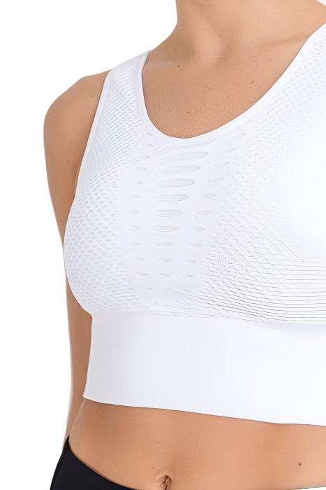 Mono B Laser Cut Sports Bra AT2249 - white - close view