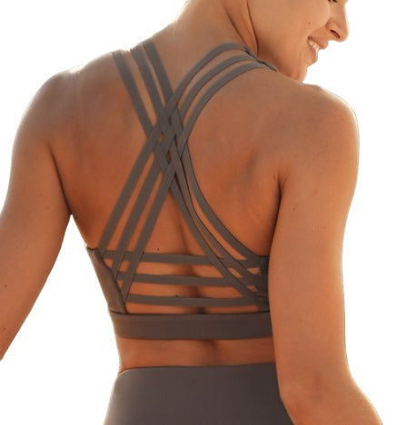 Mono B Criss Cross Bra Top AT2609 Mocha - rear view