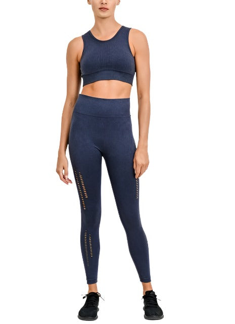 Mono B Seamless Triangle Perforated Sports Bra AT2649 - Black - front alt view 1