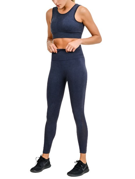 Mono B Seamless Perforated Leggings APH2563 - Black - front alt view 2