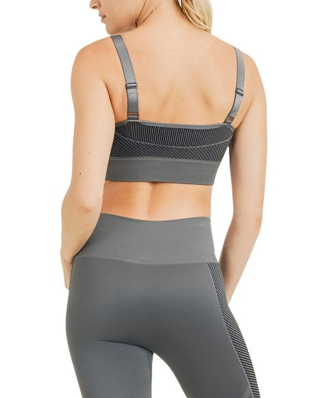 Mono B Seamless Mermaid Bra AT2777 Charcoal - rear  view 