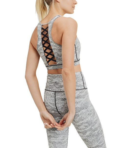 Mono B Sandstorm Racerback Sports Bra AT2855 - Melange  - rear alt view