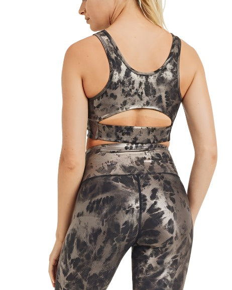 Mono B Black and Copper Foil Cut Out Bra AT2874 - Black/Copper Foil  -  rear alt view 2