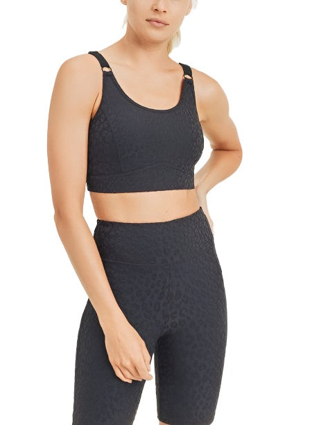 Mono B Leopard Jacquard TACTEL® Sports Bra AT8031 - front view