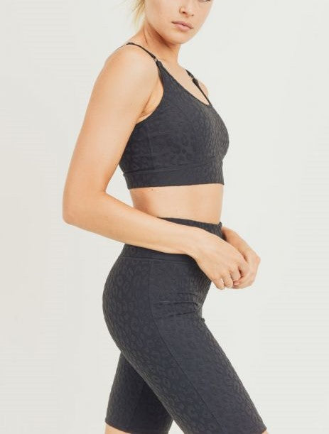 Mono B Leopard Jacquard TACTEL® Sports Bra AT8031 - side view