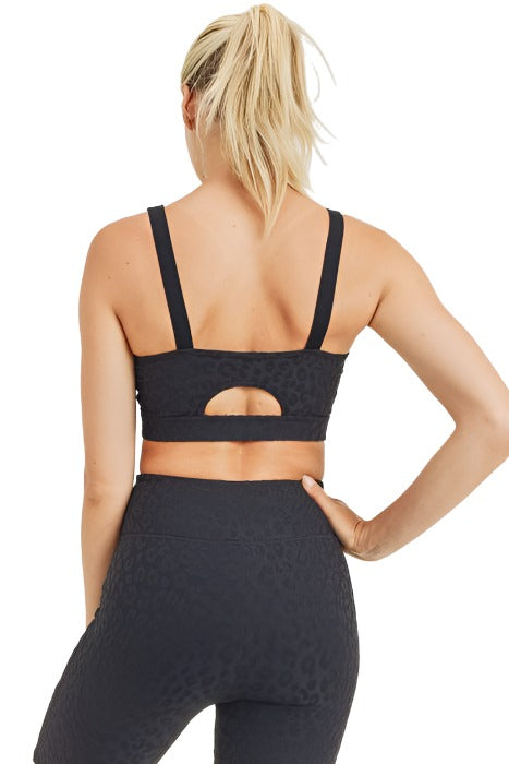 Mono B Leopard Jacquard TACTEL® Sports Bra AT8031 - rear alt view