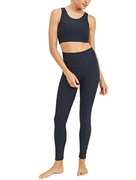 Mono B 3D Giraffe Jacquard Highwaist Leggings APH8038 - Black - front alt view 1