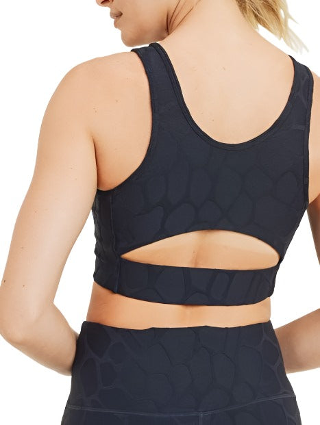 Mono B 3D Giraffe Jacquard TACTEL® Sports Bra AT8040 - Black - rear view