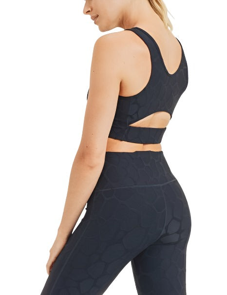 Mono B 3D Giraffe Jacquard TACTEL® Sports Bra AT8040 - Black - side view