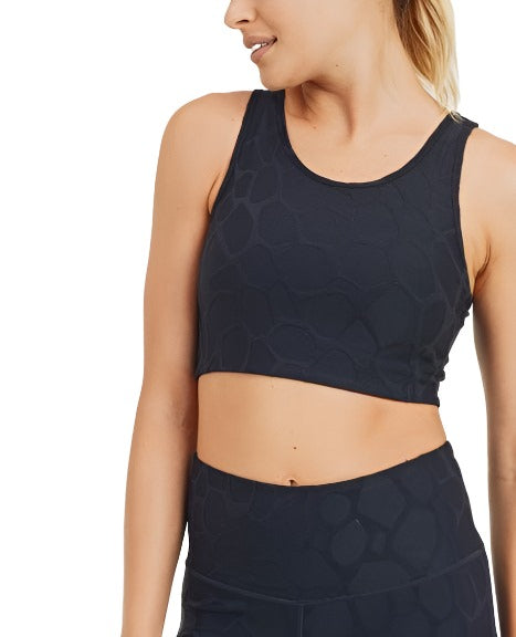 Mono B 3D Giraffe Jacquard TACTEL® Sports Bra AT8040 - Black - front view