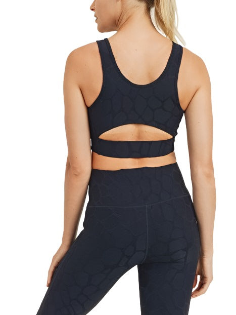 Mono B 3D Giraffe Jacquard TACTEL® Sports Bra AT8040 - Black - rear alt view