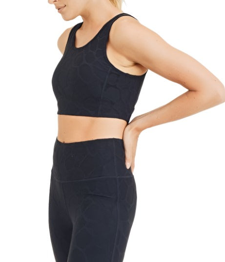 Mono B 3D Giraffe Jacquard TACTEL® Sports Bra AT8040 - Black - side alt view