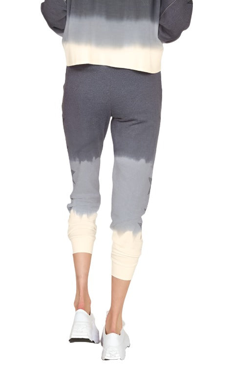 Vintage Havana Rhinestone Star Dip Dye Jogger B9926 - Charcoal - Back View