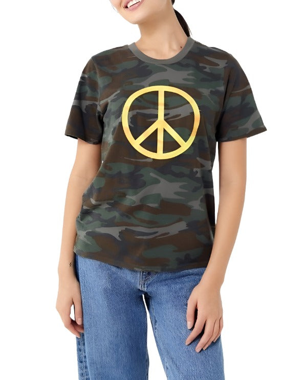 Truly Madly Deeply Camo Peace Tee - front view