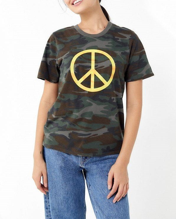 Truly Madly Deeply Camo Peace Tee - front view