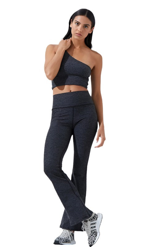 FINAL SALE! Noli Curve Flair Legging - Charcoal Heather - Front Full View2