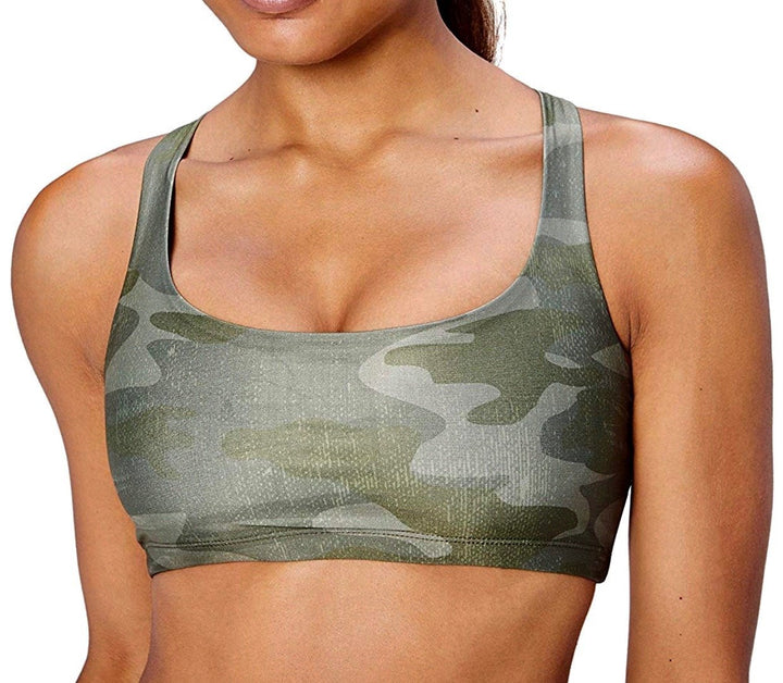Core 10 Yoga Chic Bra 354 - Green Camp - Front close view 