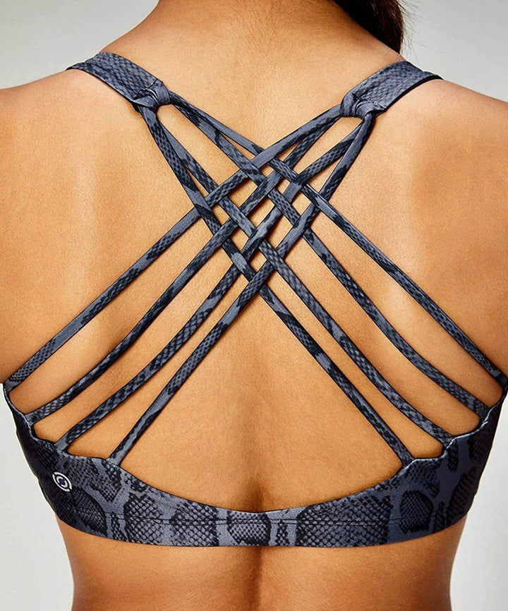 Core 10 Yoga Chic Bra 354 - silver python - rear close view