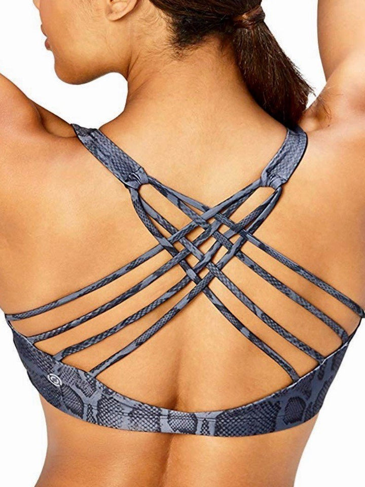 Core 10 Yoga Chic Bra 354 - silver python - rear alt view 1