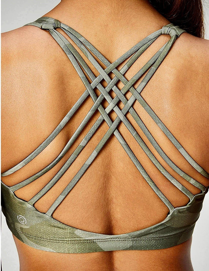 Core 10 Yoga Chic Bra 354 - green camp - rear closeup