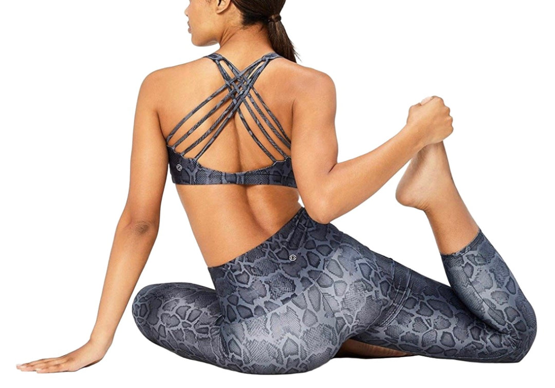 Core 10 Yoga Chic Bra 354 - silver python - rear alt view 1 