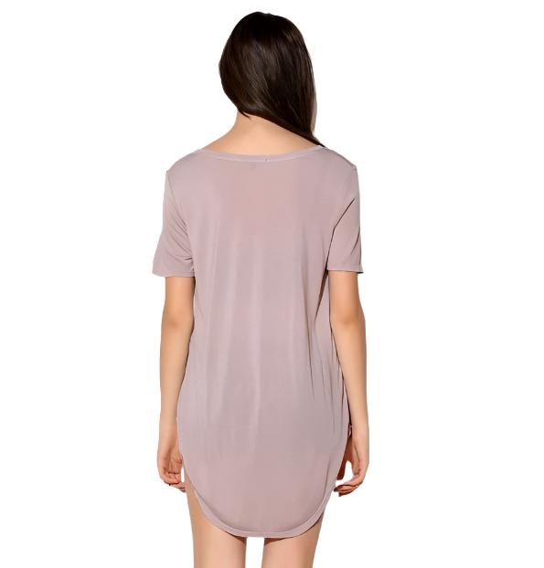 Truly Madly Deeply Deep V Tee Shirt - Mauve  - rear view