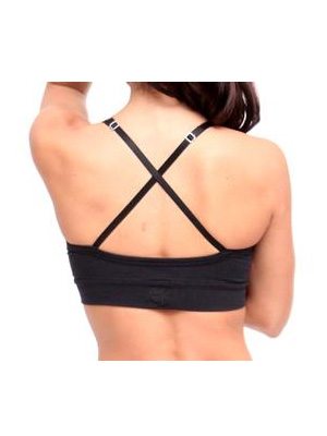 Equilibrium Activewear Round it out Bra Top T405 - Black/Bahama Blue  - rear view