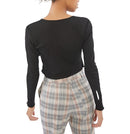 TMD Black Floral Long Sleeve Crop - Black - rear view