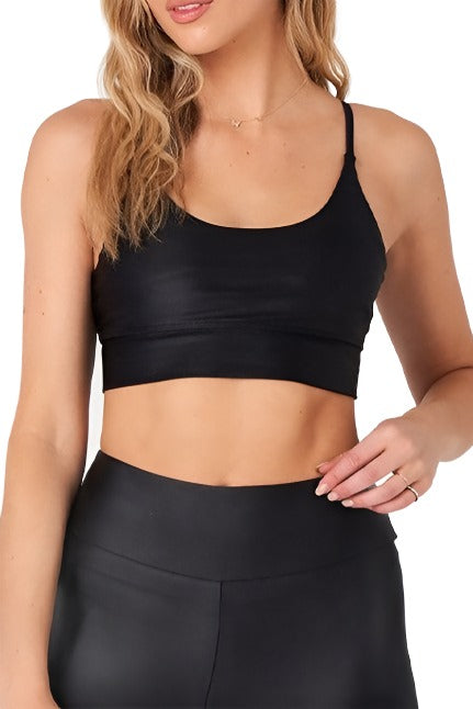 Onzie Flow Bra 3821 - Black Liquid - Front View